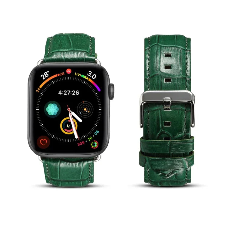 สายรัดนาฬิกาหนังวัวลายจระเข้ Denior สำหรับ Apple Watch Series 10 ขนาด 42 มม. / 9&8&7 ขนาด 41 มม. / SE 3&SE 2&6&SE&5&4 ขนาด 40 มม. / 3&2&1 ขนาด 38 มม.