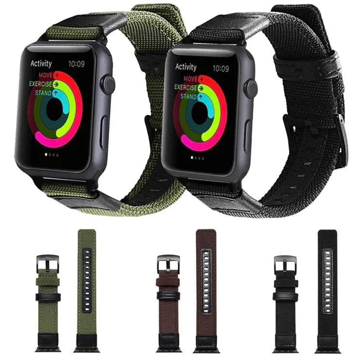 สายรัดนาฬิกาไนลอนสไตล์ Jeep พร้อมหัวเข็มขัดสแตนเลสสำหรับ Apple Watch Series 3 & 2 & 1 42 มม.