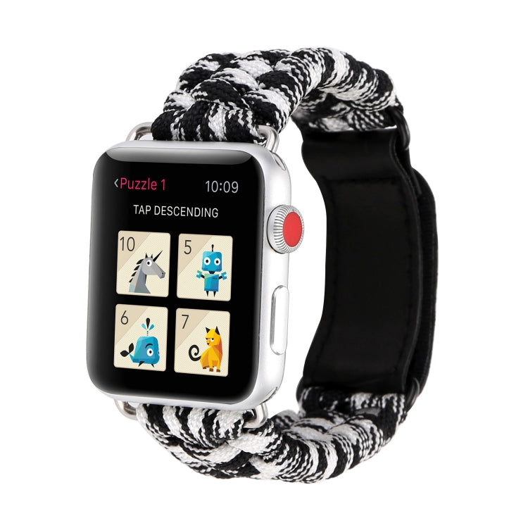 สายนาฬิกาหนังแท้ Magic Paste พร้อมเชือกไนลอนและหัวเข็มขัดสแตนเลสสำหรับ Apple Watch Series 10 ขนาด 42 มม. / 9&8&7 ขนาด 41 มม. / SE 3&SE 2&6&SE&5&4 ขนาด 40 มม. / 3&2&1 ขนาด 38 มม. / 7 ขนาด 41 มม. / 6&SE&5&4 ขนาด 40 มม. / 3&2&1 ขนาด 38 มม.
