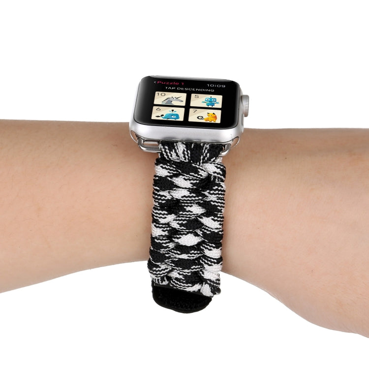 สายนาฬิกาหนังแท้ Magic Paste พร้อมเชือกไนลอนและหัวเข็มขัดสแตนเลสสำหรับ Apple Watch Series 10 ขนาด 42 มม. / 9&8&7 ขนาด 41 มม. / SE 3&SE 2&6&SE&5&4 ขนาด 40 มม. / 3&2&1 ขนาด 38 มม. / 7 ขนาด 41 มม. / 6&SE&5&4 ขนาด 40 มม. / 3&2&1 ขนาด 38 มม.