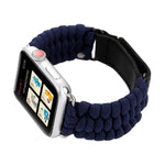 สายรัดนาฬิกาข้อมือไนลอนเชือกร่มหนังแท้ Magic Paste พร้อมหัวเข็มขัดสแตนเลส สำหรับ Apple Watch Ultra 49 มม. & Watch Ultra 2 49 มม. / Series 10 46 มม. / 9&8&7 45 มม. / SE 3&SE 2&6&SE&5&4 44 มม. / 3&2&1 42 มม., 7 45 มม. / 6&SE&5&4 44 มม. / 3&2&1 42 มม.