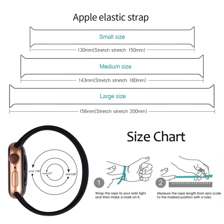 สายรัดนาฬิกาซิลิโคนยืดหยุ่นสีพื้น สำหรับ Apple Watch Series 8&7 ขนาด 41 มม. / SE 2&6&SE&5&4 ขนาด 40 มม. / 3&2&1 ขนาด 38 มม. ขนาด:L 156 มม.