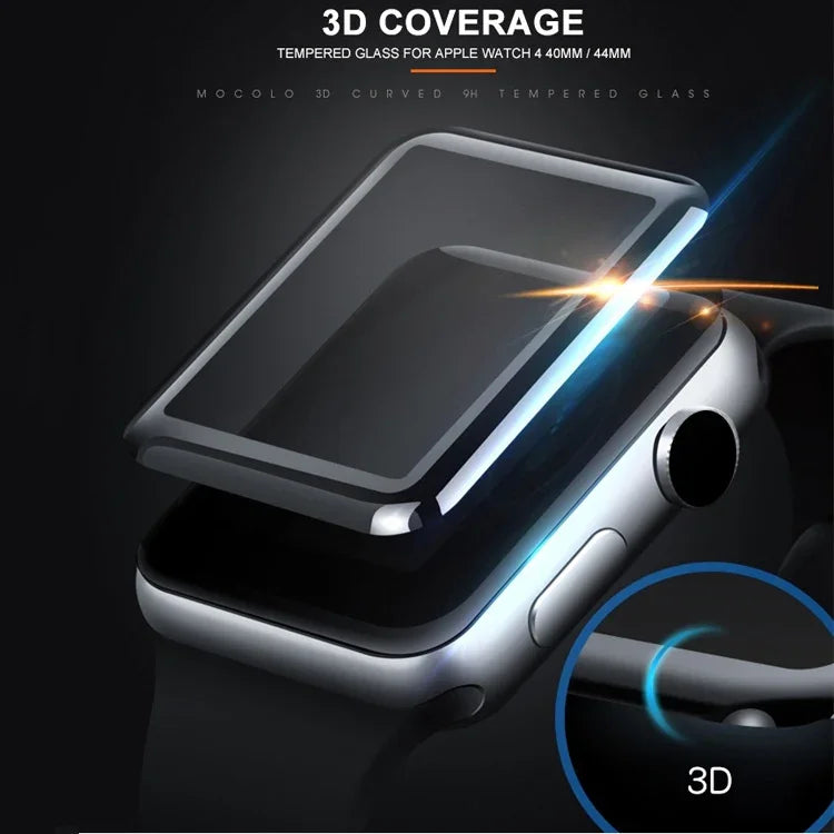 ฟิล์มกระจกนิรภัย mocolo 0.33mm 9H 3D ขอบโค้งเต็มแผ่น สำหรับ Apple Watch Series 6 / 5 / 4 / Watch SE 44mm, สำหรับ Apple Watch Series 6 / 5 / 4 / Watch SE 44mm