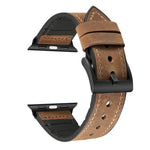 สายรัดนาฬิกา TPU ลายหนังม้าบ้า + สแตนเลส สำหรับ Apple Watch Series 7 41mm / 6 & SE & 5 & 4 40mm / 3 & 2 & 1 38mm, 40mm