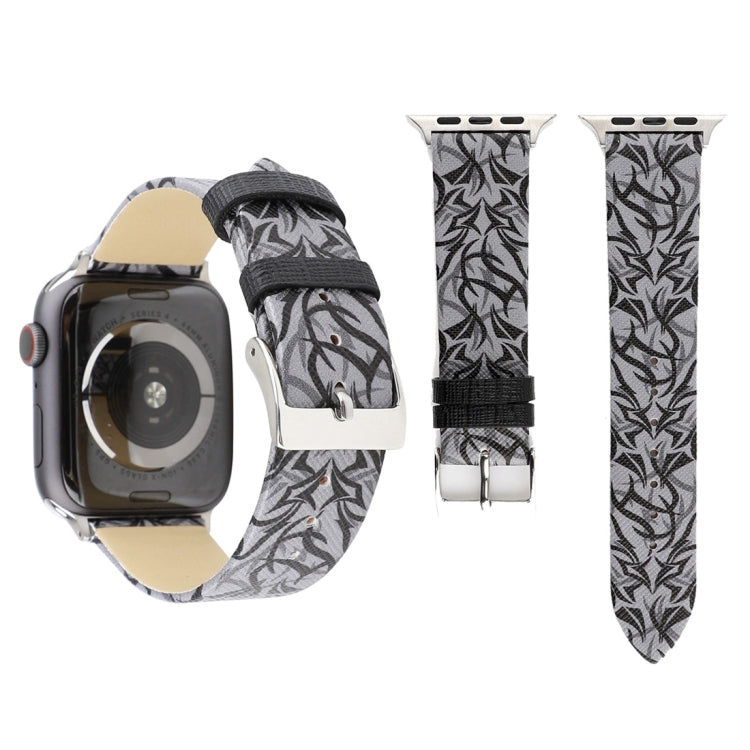 สายรัดนาฬิกาหนังแท้พิมพ์ลายหนามสำหรับ Apple Watch Series 10 42 มม. / 9&8&7 41 มม. / SE 3&SE 2&6&SE&5&4 40 มม. / 3&2&1 38 มม., 40 มม.