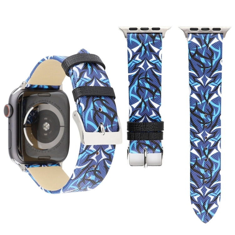 สายรัดนาฬิกาหนังแท้พิมพ์ลายหนามสำหรับ Apple Watch Series 10 42 มม. / 9&8&7 41 มม. / SE 3&SE 2&6&SE&5&4 40 มม. / 3&2&1 38 มม., 40 มม.