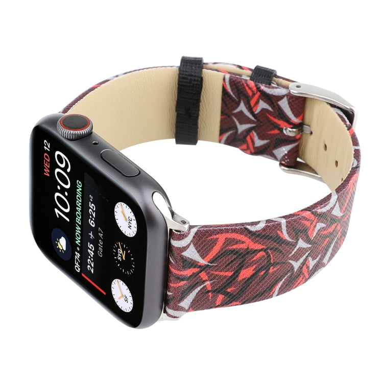 สายรัดนาฬิกาหนังแท้พิมพ์ลายหนามสำหรับ Apple Watch Series 10 42 มม. / 9&8&7 41 มม. / SE 3&SE 2&6&SE&5&4 40 มม. / 3&2&1 38 มม., 40 มม.
