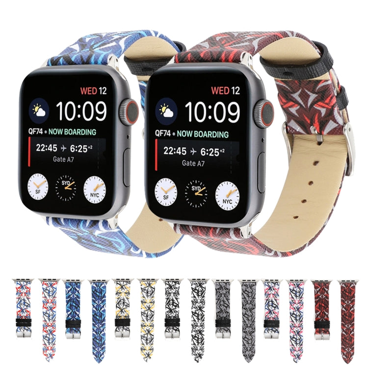 สายรัดนาฬิกาหนังแท้พิมพ์ลายหนามสำหรับ Apple Watch Series 10 42 มม. / 9&8&7 41 มม. / SE 3&SE 2&6&SE&5&4 40 มม. / 3&2&1 38 มม., 40 มม.