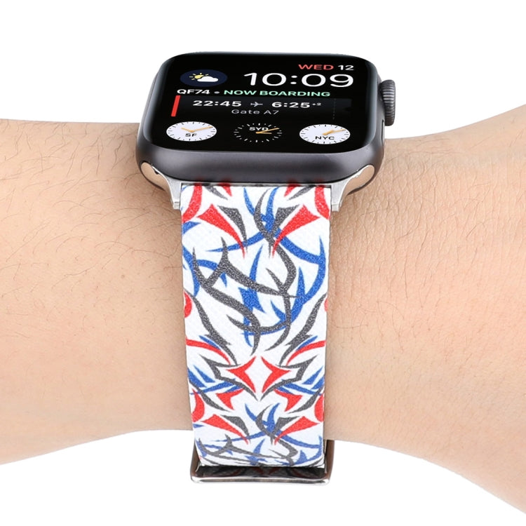 สายรัดนาฬิกาหนังแท้พิมพ์ลายหนามสำหรับ Apple Watch Ultra 49 มม. & Watch Ultra 2 49 มม. / Series 10 46 มม. / 9&8&7 45 มม. / SE 3&SE 2&6&SE&5&4 44 มม. / 3&2&1 42 มม., 44 มม.