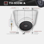 กล้อง AHD เลนส์ 3.6 มม. 3MP กันน้ำ ได้รับการรับรอง CE & RoHS พร้อมไฟ LED อินฟราเรด 2 ชุด รองรับการมองเห็นกลางคืนและสมดุลสีขาว รุ่น 533A-H2, 533A-W, 533A-L