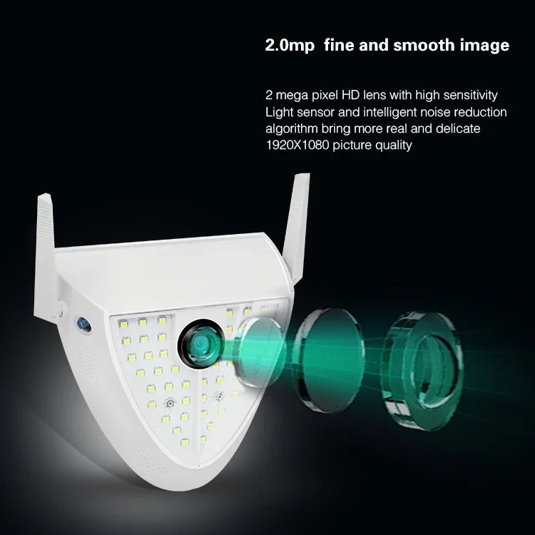 กล้องไฟสวนอัจฉริยะ DP16 2.0 ล้านพิกเซล 42 ดวง LED, รองรับการตรวจจับการเคลื่อนไหว / มองเห็นในที่มืด / สื่อสารด้วยเสียง / การ์ด TF, ปลั๊ก AU, DP16