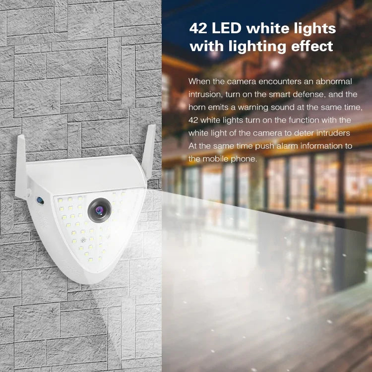 กล้องไฟสวนอัจฉริยะ DP16 2.0 ล้านพิกเซล 42 ดวง LED, รองรับการตรวจจับการเคลื่อนไหว / มองเห็นในที่มืด / สื่อสารด้วยเสียง / การ์ด TF, ปลั๊ก AU, DP16