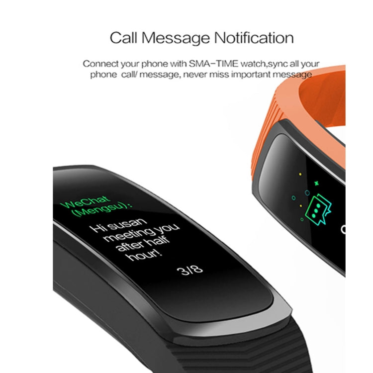 SMA-B3 สายรัดข้อมือสมาร์ทบลูทูธ ฟิตเนส หน้าจอ 0.96 นิ้ว กันน้ำระดับ IP67 รองรับการติดตามกิจกรรม / ตรวจวัดอัตราการเต้นของหัวใจ / ตรวจวัดความดันโลหิต / ถ่ายภาพระยะไกล SMA-B3 สีส้ม, SMA-B3 สีเขียว, SMA-B3 สีน้ำเงิน, SMA-B3 สีดำ