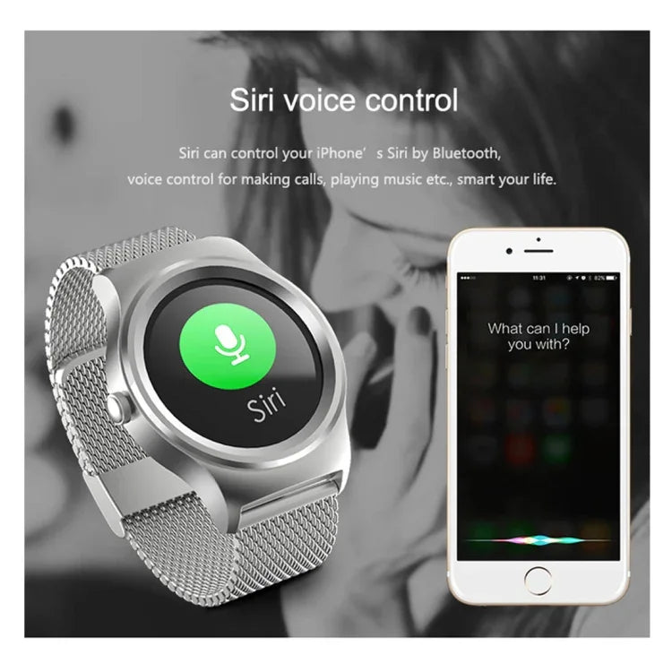 นาฬิกาอัจฉริยะ Bluetooth หน้าจอสัมผัสสีขนาด 1.28 นิ้ว SMA-Round กันน้ำ รองรับการควบคุมด้วยเสียง / ตรวจวัดอัตราการเต้นของหัวใจ / ติดตามการนอนหลับ / กล้อง Bluetooth, ใช้งานได้กับระบบ Android และ iOS, SMA-Round/สายหนังสีส้ม, SMA-Round/สายหนังสีเงิน