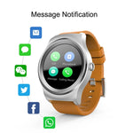 นาฬิกาอัจฉริยะ Bluetooth หน้าจอสัมผัสสีขนาด 1.28 นิ้ว SMA-Round กันน้ำ รองรับการควบคุมด้วยเสียง / ตรวจวัดอัตราการเต้นของหัวใจ / ติดตามการนอนหลับ / กล้อง Bluetooth, ใช้งานได้กับระบบ Android และ iOS, SMA-Round/สายหนังสีส้ม, SMA-Round/สายหนังสีเงิน