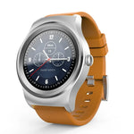 นาฬิกาอัจฉริยะ Bluetooth หน้าจอสัมผัสสีขนาด 1.28 นิ้ว SMA-Round กันน้ำ รองรับการควบคุมด้วยเสียง / ตรวจวัดอัตราการเต้นของหัวใจ / ติดตามการนอนหลับ / กล้อง Bluetooth, ใช้งานได้กับระบบ Android และ iOS, SMA-Round/สายหนังสีส้ม, SMA-Round/สายหนังสีเงิน