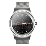 นาฬิกาอัจฉริยะ Bluetooth หน้าจอสัมผัสสีขนาด 1.28 นิ้ว SMA-Round กันน้ำ รองรับการควบคุมด้วยเสียง / ตรวจวัดอัตราการเต้นของหัวใจ / ติดตามการนอนหลับ / กล้อง Bluetooth, ใช้งานได้กับระบบ Android และ iOS, SMA-Round/สายหนังสีส้ม, SMA-Round/สายหนังสีเงิน