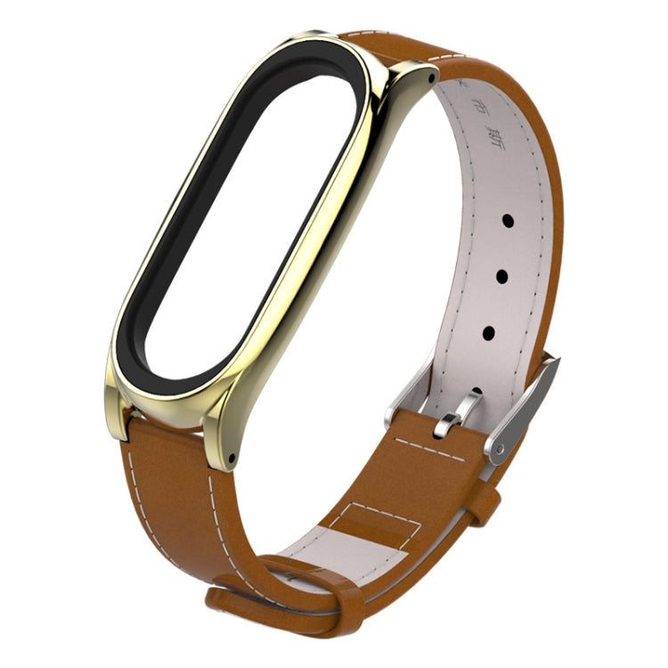 Mijobs Screwless Magnetic Case Top-grain Leather Watch Band for Xiaomi Mi Band 5 & 6, Host not Included