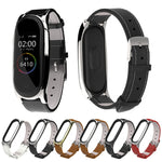 Mijobs Screwless Magnetic Case Top-grain Leather Watch Band for Xiaomi Mi Band 5 & 6, Host not Included