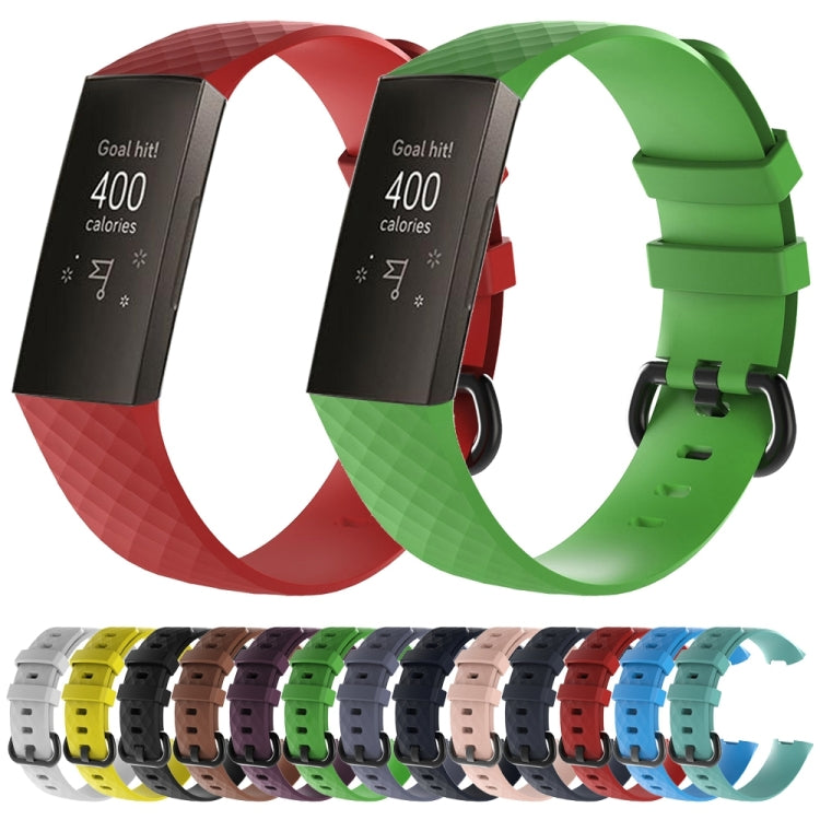 Diamond Pattern Silicone Watch Band for Fitbit Charge 3, Size: 210x18mm, Size：210x18mm