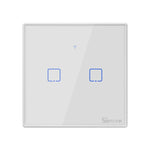 สวิตช์ผนังกระจกนิรภัย Sonoff T2 Touch ขนาด 86 มม. สำหรับบ้านอัจฉริยะ รองรับ Alexa และ Google Home, AC 100V-240V, ปลั๊ก EU, ขนาด 86 มม. / 2 ปลั๊ก EU