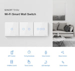 สวิตช์ผนังกระจกนิรภัย Sonoff T2 Touch ขนาด 86 มม. สำหรับบ้านอัจฉริยะ รองรับ Alexa และ Google Home, AC 100V-240V, ปลั๊ก EU, ขนาด 86 มม. / 2 ปลั๊ก EU