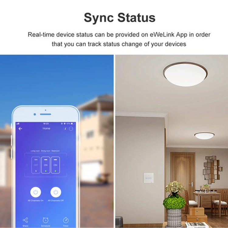 สวิตช์ผนังกระจกนิรภัย Sonoff T2 Touch ขนาด 86 มม. สำหรับบ้านอัจฉริยะ รองรับ Alexa และ Google Home, AC 100V-240V, ปลั๊ก EU, ขนาด 86 มม. / 2 ปลั๊ก EU
