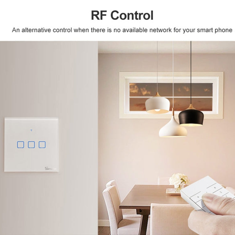 สวิตช์ผนังกระจกนิรภัย Sonoff T2 Touch ขนาด 86 มม. สำหรับบ้านอัจฉริยะ รองรับ Alexa และ Google Home, AC 100V-240V, ปลั๊ก EU, ขนาด 86 มม. / 2 ปลั๊ก EU