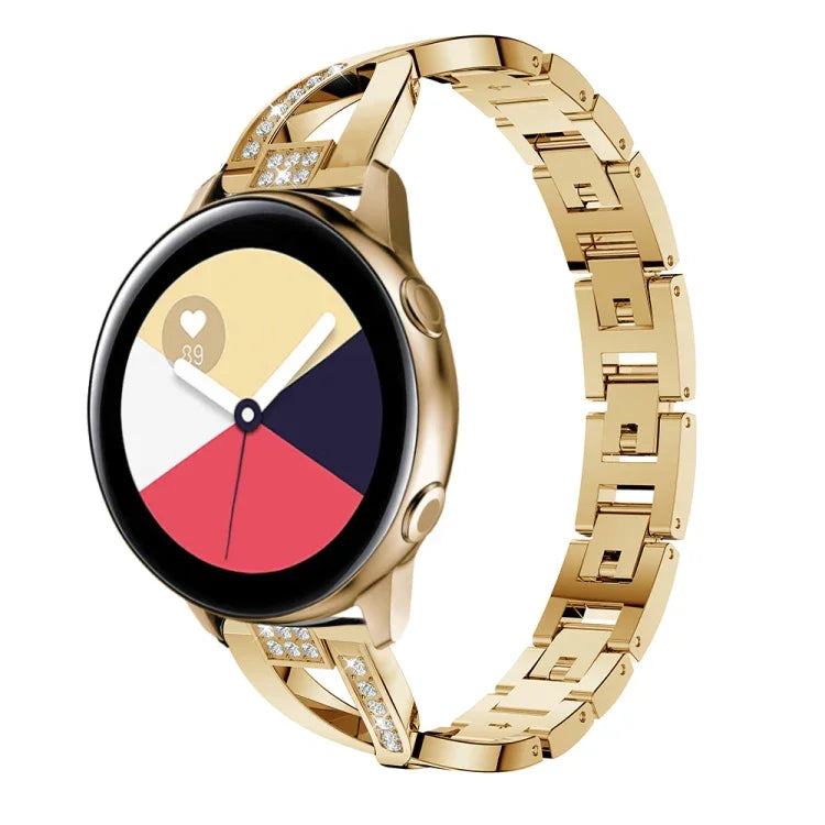 สายรัดนาฬิกาสแตนเลสสตีลลายเพชรรูปตัว X สำหรับ Galaxy Watch Active 20 มม.