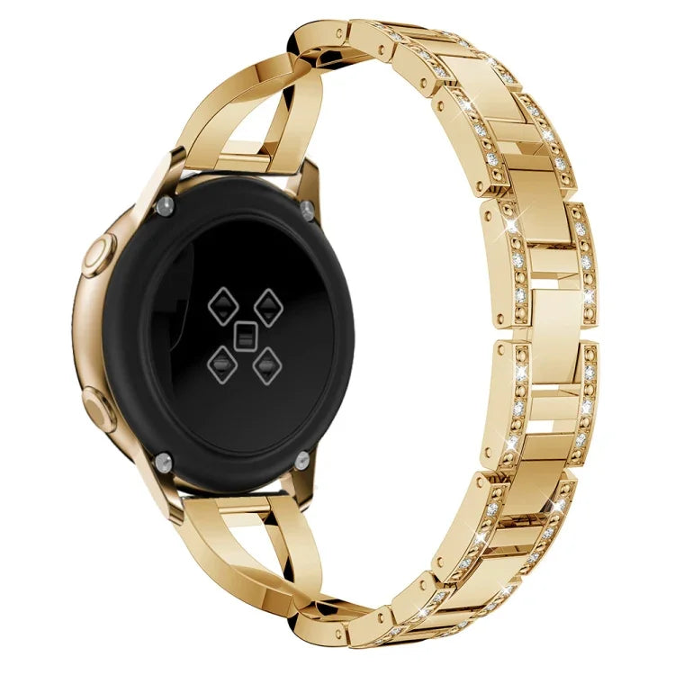 สายรัดนาฬิกาสแตนเลสสตีลลายเพชรรูปตัว X สำหรับ Galaxy Watch Active 20 มม.