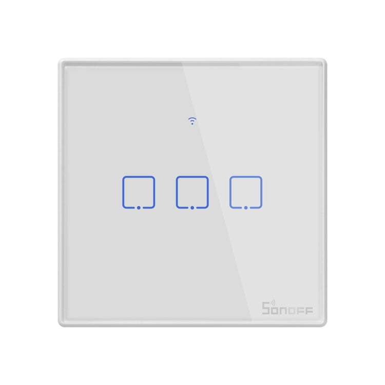 Sonoff T2 Touch สวิตช์ผนังกระจกนิรภัย 86mm สวิตช์สัมผัสไฟบ้านอัจฉริยะ รองรับ Alexa และ Google Home AC 100V-240V ปลั๊ก EU 86mm/ 3 ปลั๊ก EU