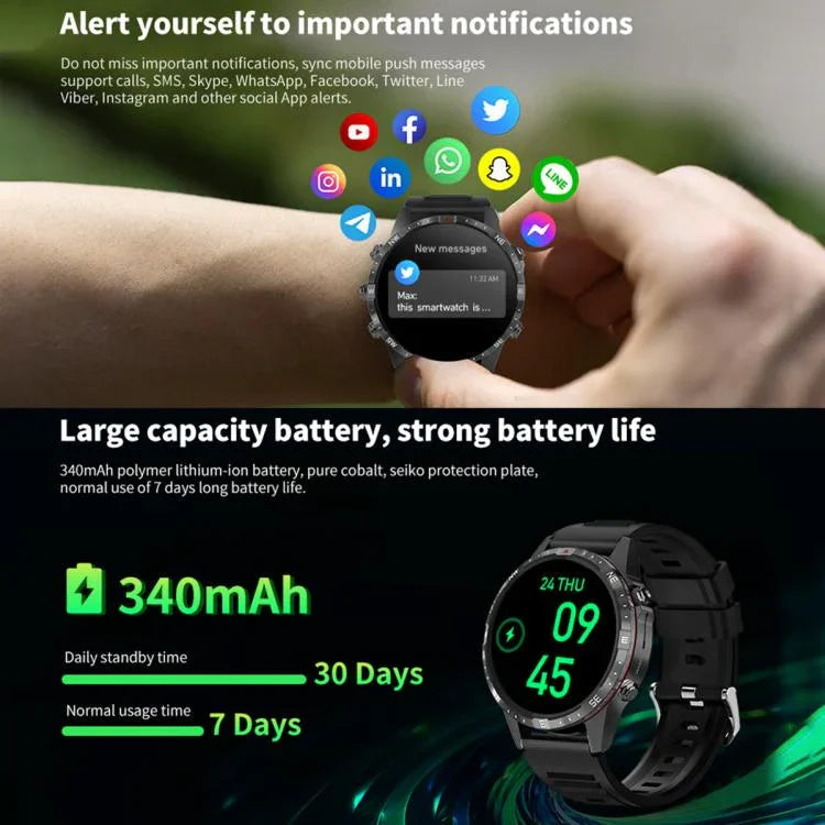 นาฬิกาอัจฉริยะ HAMTOD GT45 ขนาด 1.6 นิ้ว กันน้ำ รองรับการโทร Bluetooth / วัดอัตราการเต้นหัวใจ / ตรวจวัดออกซิเจนในเลือด