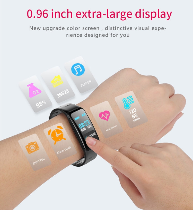 สายรัดข้อมือสมาร์ท CHIGU C1Plus จอ IPS 0.96 นิ้ว กันน้ำ IP67 รองรับโหมดกีฬา / วัดความดันโลหิต / ตรวจจับการนอน / วัดอัตราการเต้นหัวใจ / ตรวจจับความเหนื่อยล้า / เตือนนั่งนิ่ง, C1 Plus สีแดง, C1 Plus สีดำ, C1 Plus สีน้ำเงิน