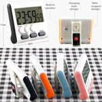 นาฬิกาจับเวลาครัวดิจิทัล 24 ชั่วโมง หน้าจอ LCD แม่เหล็กด้านหลังสำหรับทำอาหารและอบ