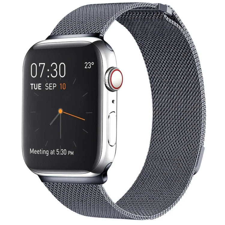 สายรัดนาฬิกา Milanese Loop แบบแม่เหล็กสแตนเลส สำหรับ Apple Watch Series 10 42mm / 9&8&7 41mm / SE 3&SE 2&6&SE&5&4 40mm / 3&2&1 38mm, สำหรับ Apple Watch Series 8&7 41mm / SE 2&6&SE&5&4 40mm / 3&2&1 38mm