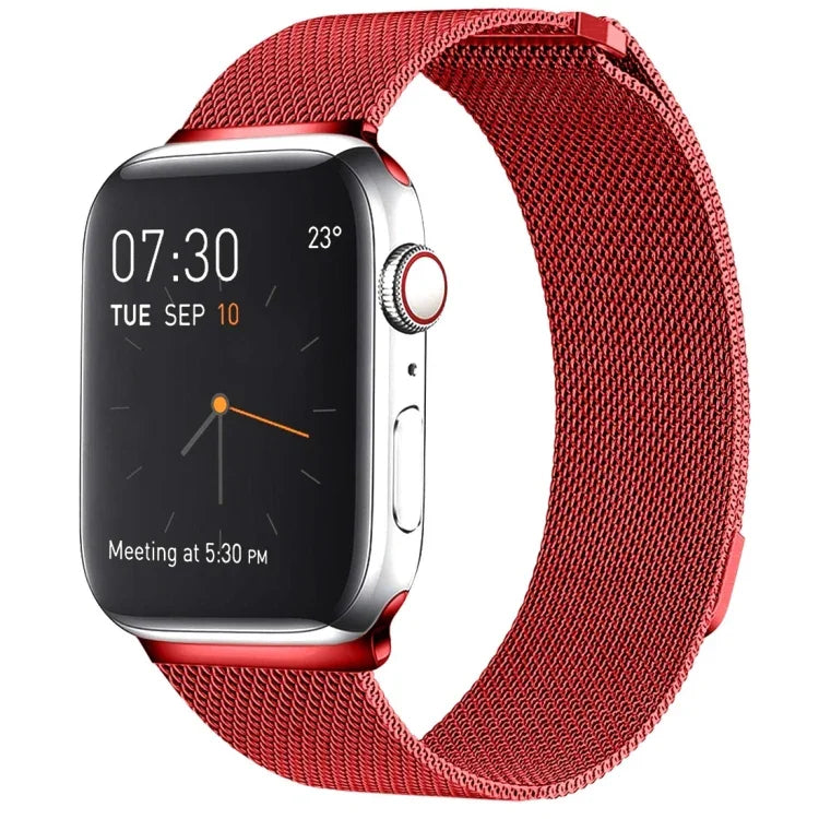 สายรัดนาฬิกา Milanese Loop แบบแม่เหล็กสแตนเลส สำหรับ Apple Watch Series 10 42mm / 9&8&7 41mm / SE 3&SE 2&6&SE&5&4 40mm / 3&2&1 38mm, สำหรับ Apple Watch Series 8&7 41mm / SE 2&6&SE&5&4 40mm / 3&2&1 38mm