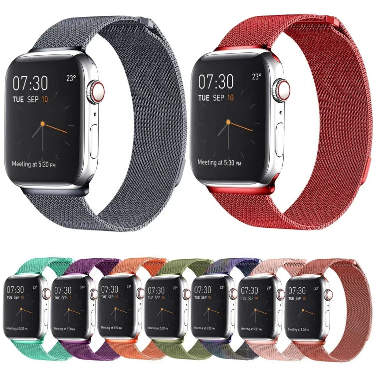 สายรัดนาฬิกา Milanese Loop แบบแม่เหล็กสแตนเลส สำหรับ Apple Watch Series 10 42mm / 9&8&7 41mm / SE 3&SE 2&6&SE&5&4 40mm / 3&2&1 38mm, สำหรับ Apple Watch Series 8&7 41mm / SE 2&6&SE&5&4 40mm / 3&2&1 38mm