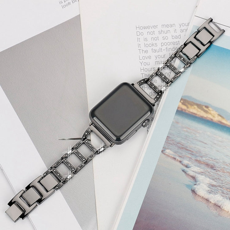 สายรัดนาฬิกาสแตนเลสลายเพชรสีสัน สำหรับ Apple Watch Series 10 42mm / 9&8&7 41mm / SE 3&SE 2&6&SE&5&4 40mm / 3&2&1 38mm