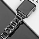 สายรัดนาฬิกาสแตนเลสลายเพชรสีสัน สำหรับ Apple Watch Series 10 42mm / 9&8&7 41mm / SE 3&SE 2&6&SE&5&4 40mm / 3&2&1 38mm