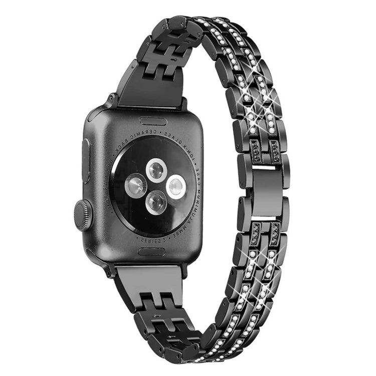 สายรัดข้อมือสแตนเลสสตีลประดับเพชรสีสันสำหรับ Apple Watch Series 7 ขนาด 41 มม. / 6 & SE & 5 & 4 ขนาด 40 มม. / 3 & 2 & 1 ขนาด 38 มม.