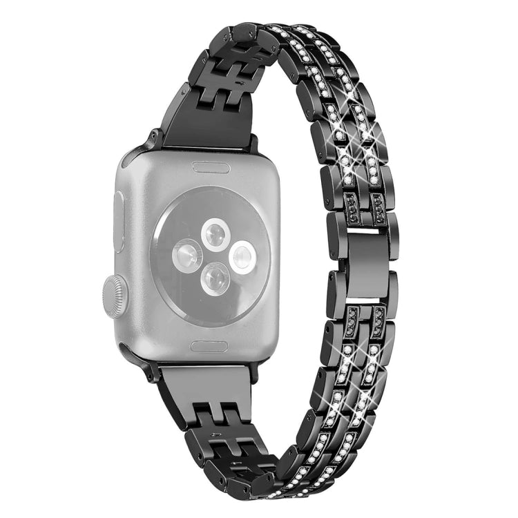 สายรัดข้อมือสแตนเลสสตีลประดับเพชรสีสันสำหรับ Apple Watch Series 7 ขนาด 41 มม. / 6 & SE & 5 & 4 ขนาด 40 มม. / 3 & 2 & 1 ขนาด 38 มม.