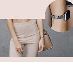 สายรัดข้อมือสแตนเลสสตีลประดับเพชรสีสันสำหรับ Apple Watch Series 7 ขนาด 41 มม. / 6 & SE & 5 & 4 ขนาด 40 มม. / 3 & 2 & 1 ขนาด 38 มม.