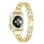 สายรัดข้อมือสแตนเลสสตีลประดับเพชรสีสันสำหรับ Apple Watch Series 7 ขนาด 41 มม. / 6 & SE & 5 & 4 ขนาด 40 มม. / 3 & 2 & 1 ขนาด 38 มม.