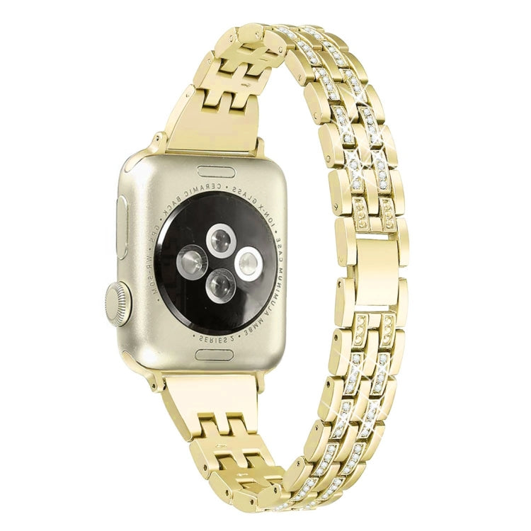 สายรัดข้อมือสแตนเลสสตีลประดับเพชรสีสันสำหรับ Apple Watch Series 7 ขนาด 41 มม. / 6 & SE & 5 & 4 ขนาด 40 มม. / 3 & 2 & 1 ขนาด 38 มม.