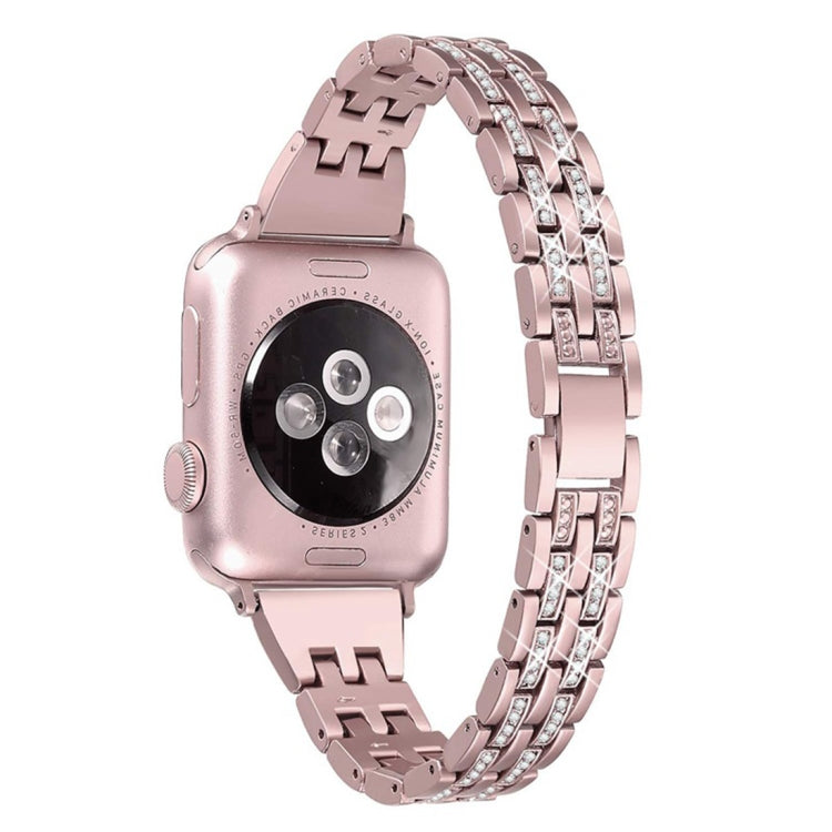 สายรัดข้อมือสแตนเลสสตีลประดับเพชรสีสันสำหรับ Apple Watch Series 7 ขนาด 41 มม. / 6 & SE & 5 & 4 ขนาด 40 มม. / 3 & 2 & 1 ขนาด 38 มม.