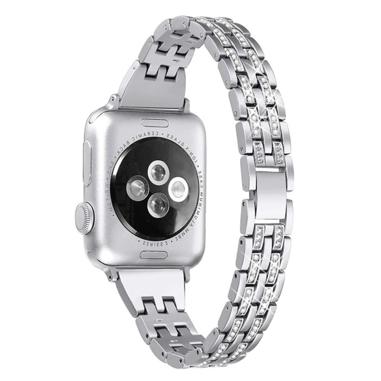 สายรัดข้อมือสแตนเลสสตีลประดับเพชรสีสันสำหรับ Apple Watch Series 7 ขนาด 41 มม. / 6 & SE & 5 & 4 ขนาด 40 มม. / 3 & 2 & 1 ขนาด 38 มม.