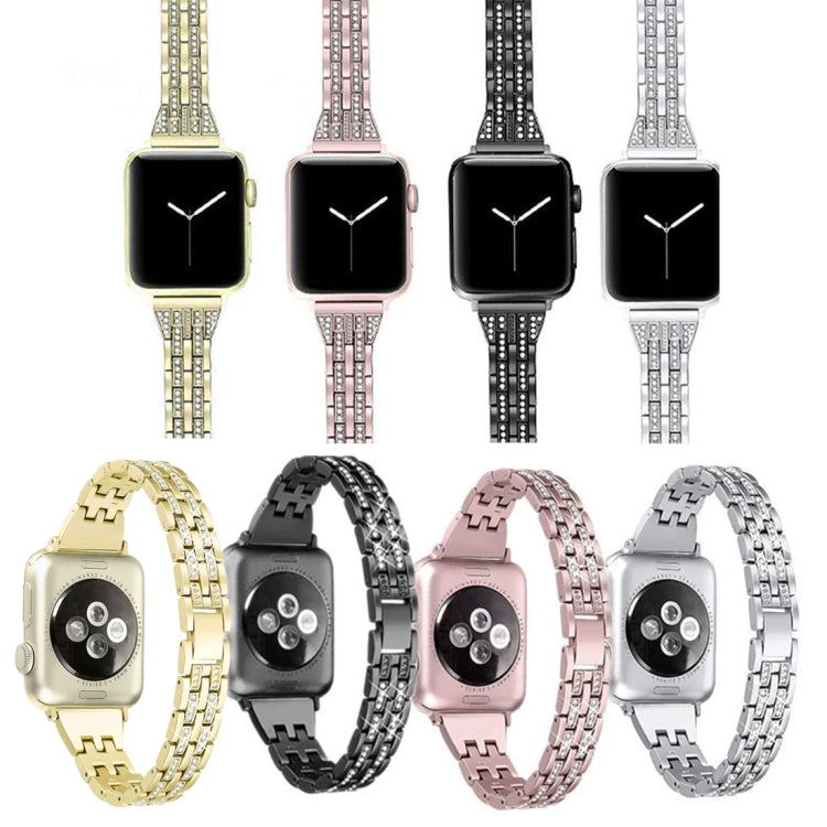 สายรัดข้อมือสแตนเลสสตีลประดับเพชรสีสันสำหรับ Apple Watch Series 7 ขนาด 41 มม. / 6 & SE & 5 & 4 ขนาด 40 มม. / 3 & 2 & 1 ขนาด 38 มม.
