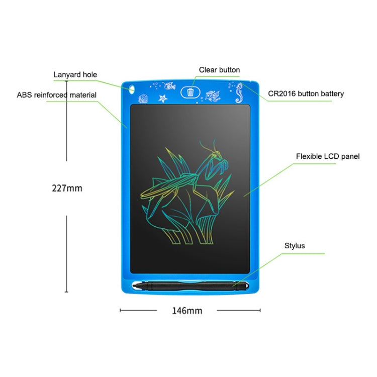 แท็บเล็ต LCD สีขนาด 8.5 นิ้ว สำหรับเด็ก กระดานวาดภาพอิเล็กทรอนิกส์ LCD
