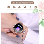 AK15 สร้อยข้อมือแฟชั่นอัจฉริยะสำหรับผู้หญิง หน้าจอสี LCD ขนาด 1.08 นิ้ว กันน้ำมาตรฐาน IP67 รองรับการตรวจวัดอัตราการเต้นของหัวใจ / การตรวจวัดการนอนหลับ / ถ่ายภาพระยะไกล