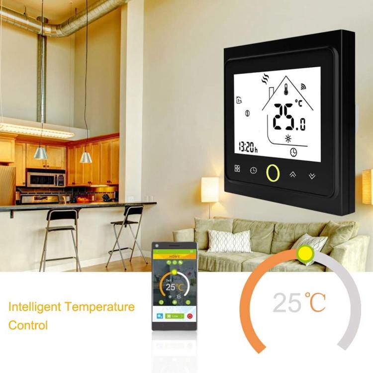 BHT-002GBLW เทอร์โมสตัทห้องแบบดิจิทัล LCD ระบบทำความร้อนอิเล็กทรอนิกส์ 16A พร้อมเซนเซอร์และแสดงเวลา ควบคุม WiFi, BHT-002GBLW 16A (สีดำ) ระบบทำความร้อนอิเล็กทรอนิกส์, BHT-002GBLW 16A (สีขาว) ระบบทำความร้อนอิเล็กทรอนิกส์
